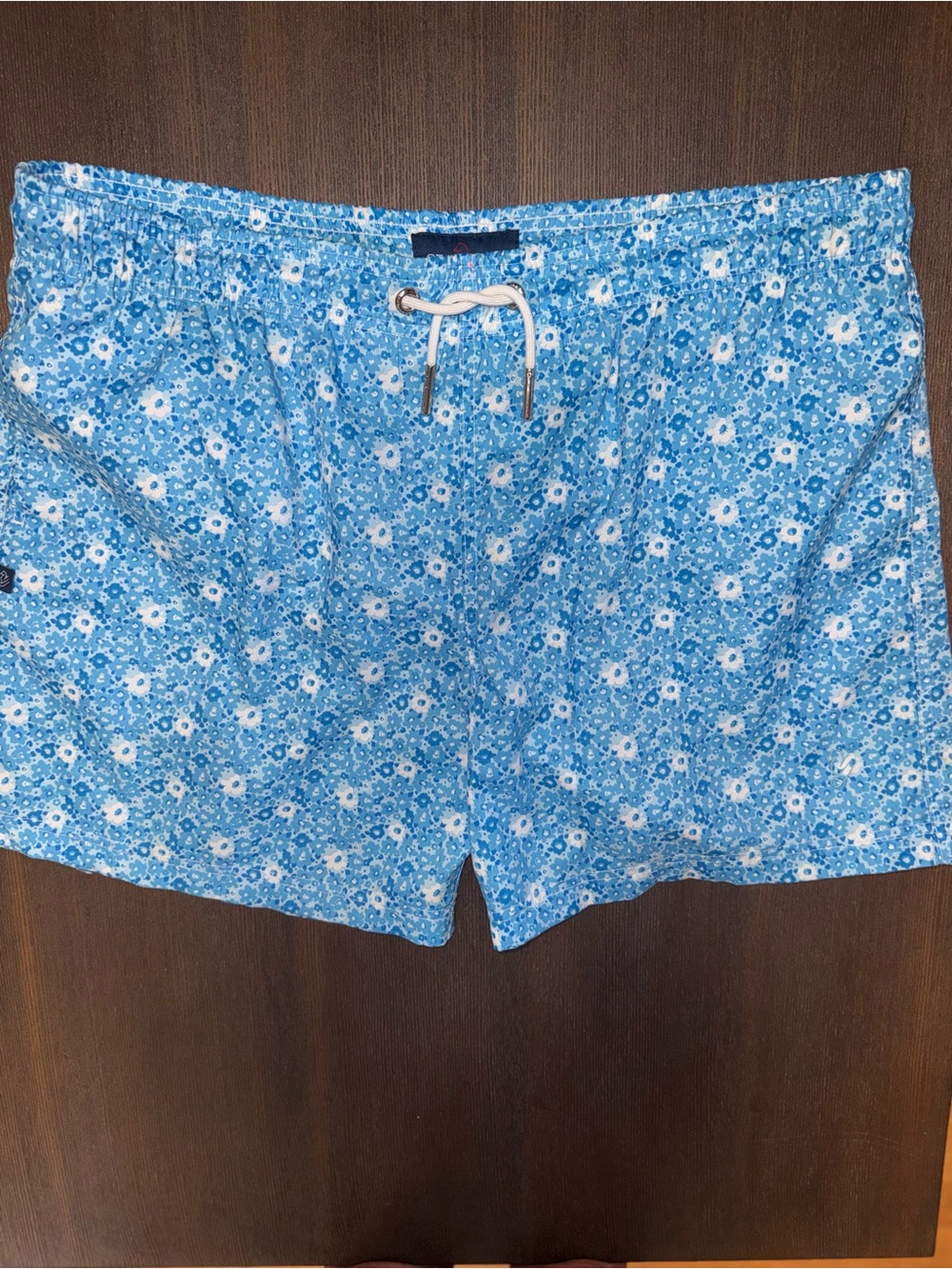 Seahorse Men's Blue Floral Swim Trunks - Classic Drawstring